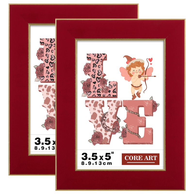 CORE ART 3.5x5 Picture Frames Red Photo Frames Set of 2  3.5 by 5 Colorful Frame with HD Plexiglass  Wall or Tabletop Display - Image 1
