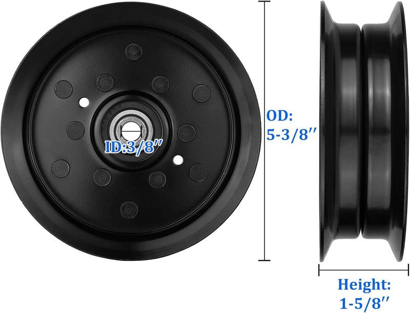 UP2WIN Flat Idler Pulley Compatible with Craftsman Husq Ariens Sears Poulan Riding Lawn Mower Tractor with 42" 46" 48" 54” Deck, Replace 197379, 196106 - Image 2