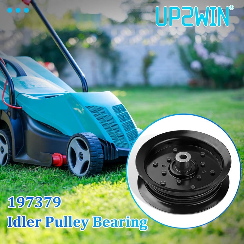 UP2WIN Flat Idler Pulley Compatible with Craftsman Husq Ariens Sears Poulan Riding Lawn Mower Tractor with 42" 46" 48" 54” Deck, Replace 197379, 196106 - Image 4