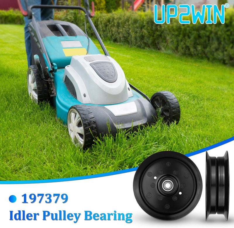UP2WIN Flat Idler Pulley Compatible with Craftsman Husq Ariens Sears Poulan Riding Lawn Mower Tractor with 42" 46" 48" 54” Deck, Replace 197379, 196106 - Image 3