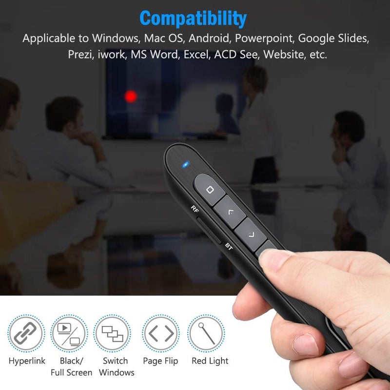 DinoFire DinoFire for Bluetooth Presentation Remote Powerpint Clicker USB Rechargeable RF 2.4 GHz Dual Modes Wireless Presenter Presentation Clicker Slide Advancer for Mac/Keynote/PC/PPT 11 - Image 3