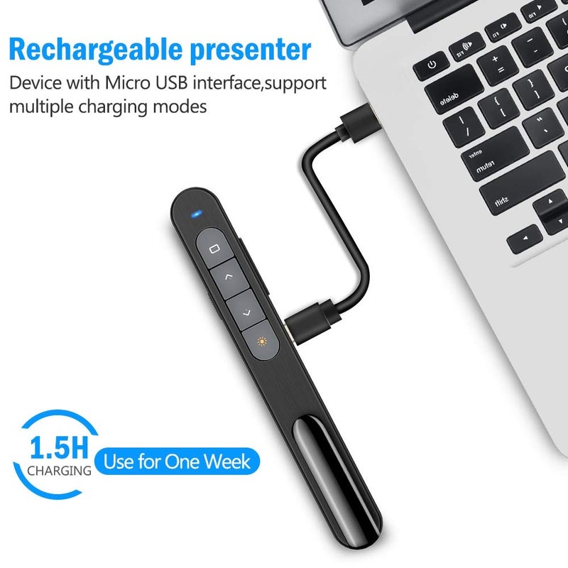 DinoFire DinoFire for Bluetooth Presentation Remote Powerpint Clicker USB Rechargeable RF 2.4 GHz Dual Modes Wireless Presenter Presentation Clicker Slide Advancer for Mac/Keynote/PC/PPT 11 - Image 4
