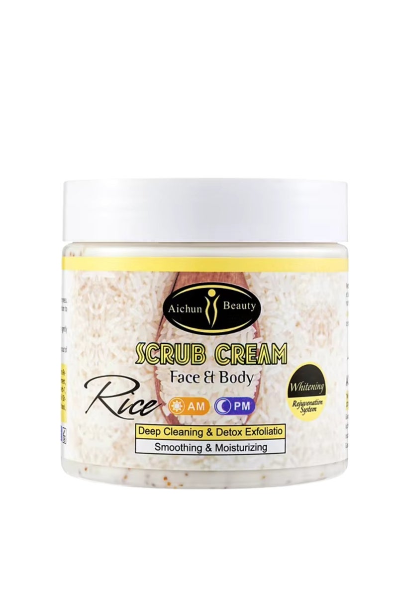 Aichun beauty 200ml Rice Face and Body Scrub Cream with Natural Rice Extract Deep Cleaning Detox Exfoliation Smoothing Moisturizing Skin Cream Exfoliating Facial Cream Hydrating and Revitalizing Face Cream Scrub - Image 1