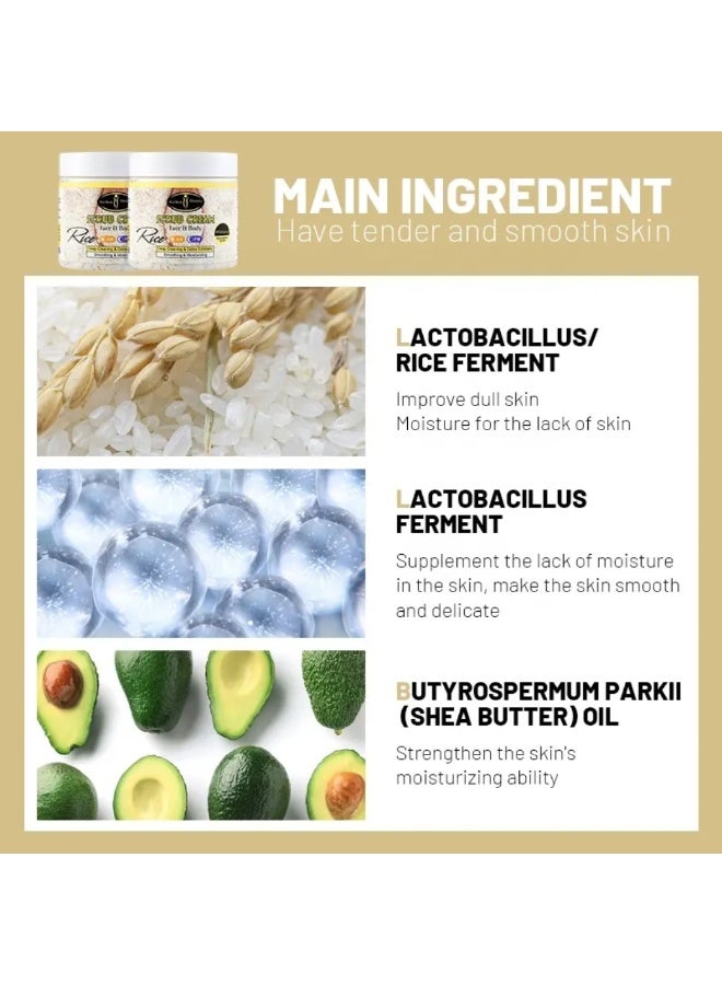 Aichun beauty 200ml Rice Face and Body Scrub Cream with Natural Rice Extract Deep Cleaning Detox Exfoliation Smoothing Moisturizing Skin Cream Exfoliating Facial Cream Hydrating and Revitalizing Face Cream Scrub - Image 3