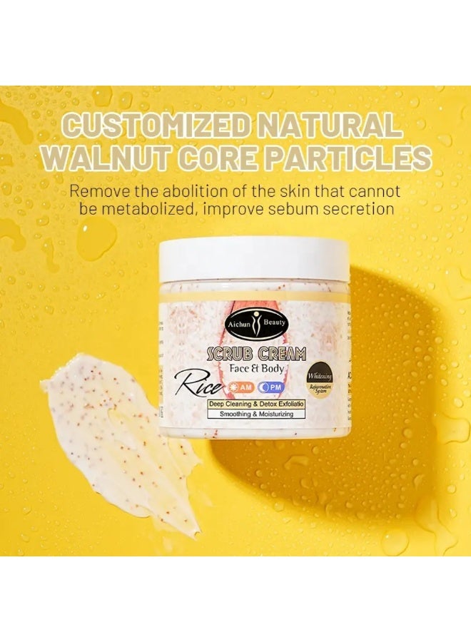 Aichun beauty 200ml Rice Face and Body Scrub Cream with Natural Rice Extract Deep Cleaning Detox Exfoliation Smoothing Moisturizing Skin Cream Exfoliating Facial Cream Hydrating and Revitalizing Face Cream Scrub - Image 5