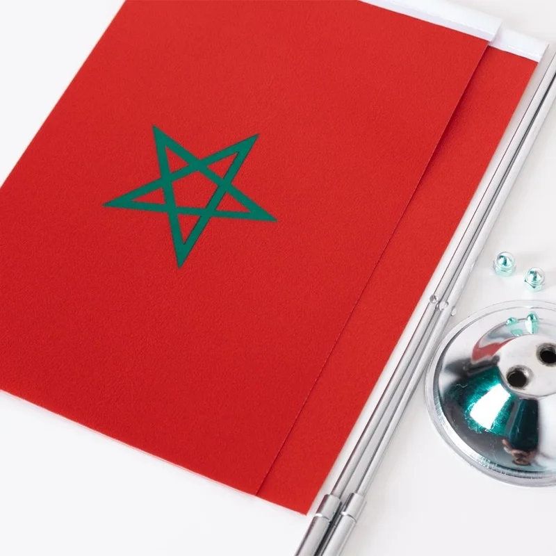 ZC Bayrak Zc Flag Morocco Set of 2 Table Flag Satin Fabric Digital Printing 15x22,5 cm