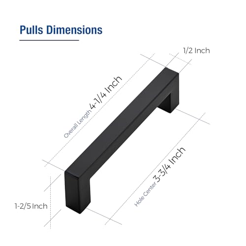 JOY DECOR 20 Pack Cabinet Handles Black Cabinet Pulls 334 Inch Kitchen Closet Handles Square Drawer Pulls Stainless Steel Drawer Hardware 96mm Hole Centers - Image 3