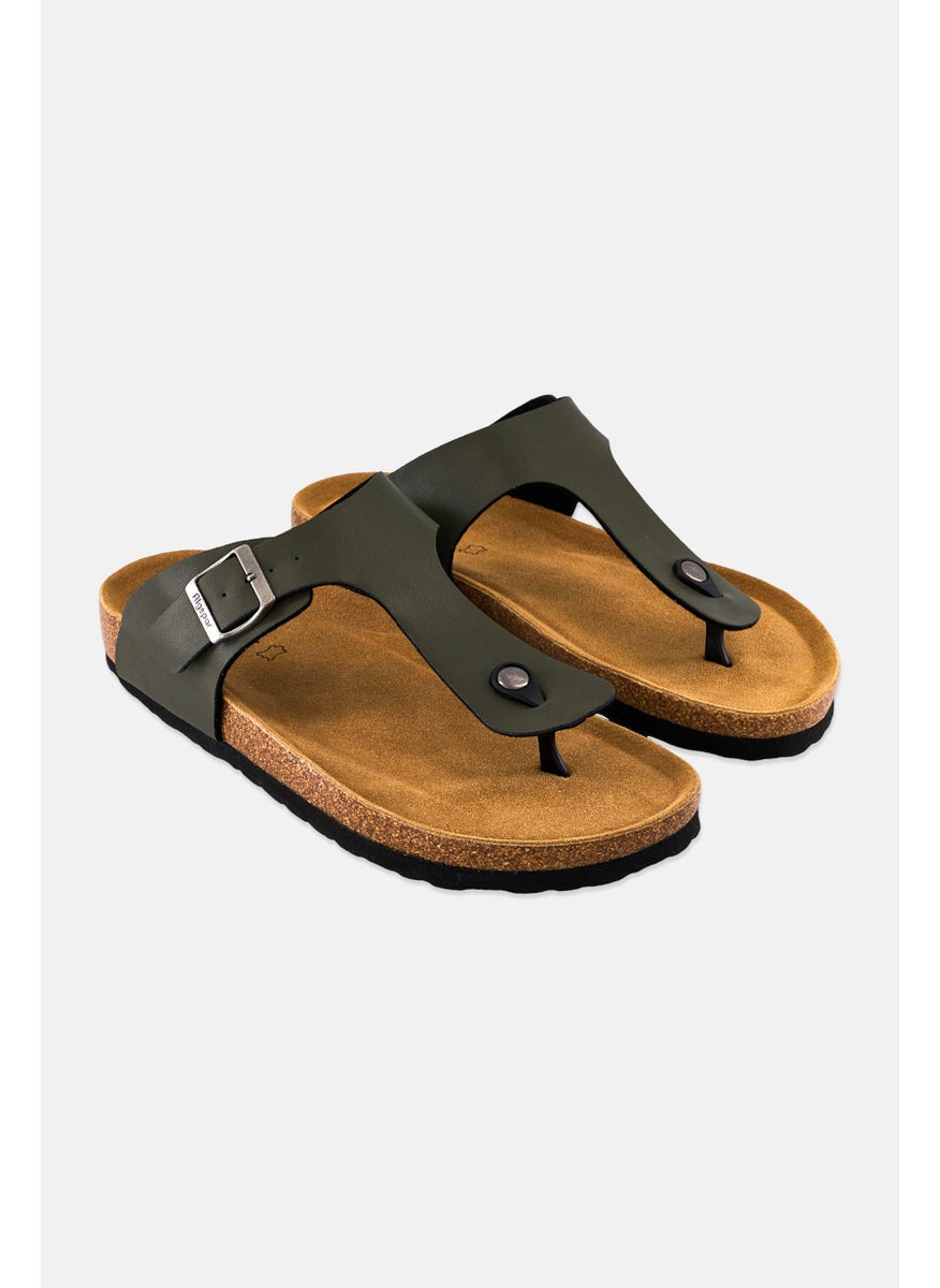 Algspar Men Cork Slip On Sandals, Olive  - Image 1