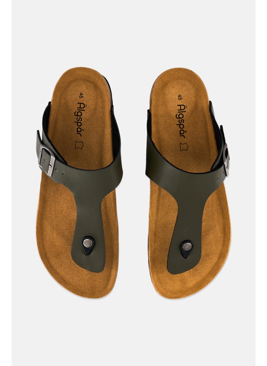 Algspar Men Cork Slip On Sandals, Olive  - Image 3