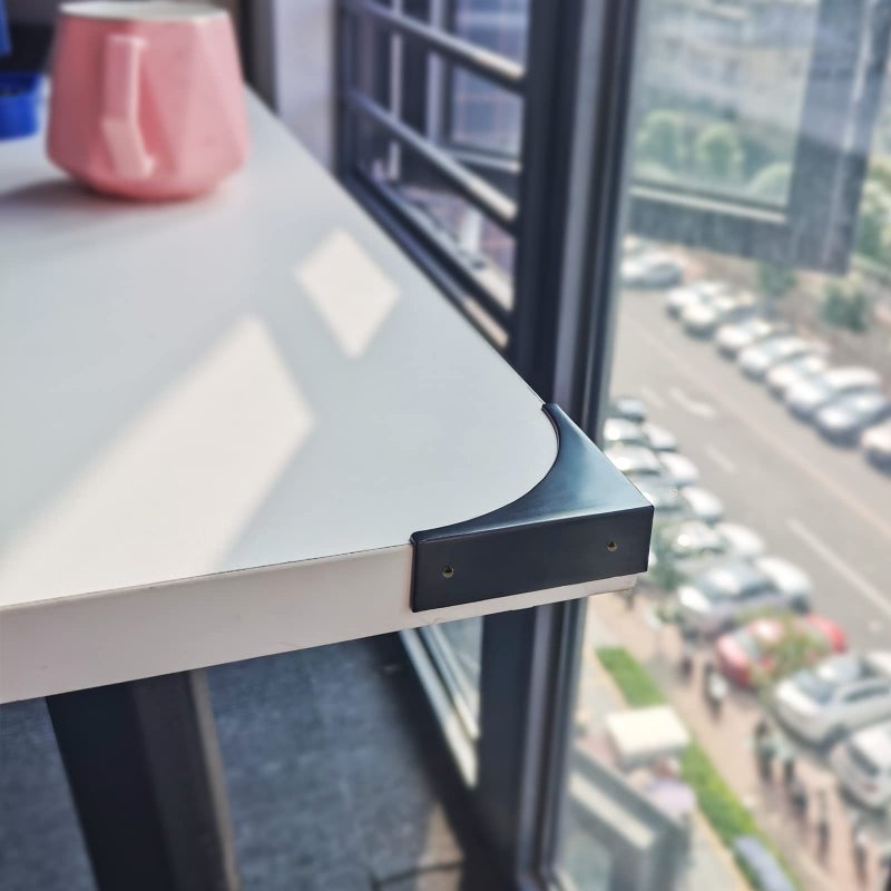 Eforlike 4 Piece Antique Metal Box Corner Protector Edge Safety Guard Cabinet Furniture Corner Metal Bumpers (Black) - Image 3