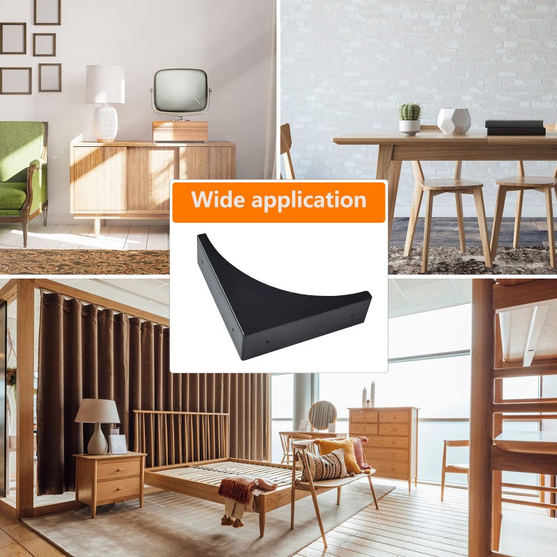 Eforlike 4 Piece Antique Metal Box Corner Protector Edge Safety Guard Cabinet Furniture Corner Metal Bumpers (Black) - Image 4