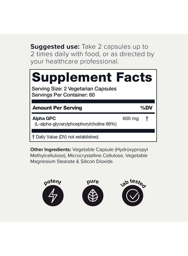 Toniiq كبسولات ألفا جي بي سي عالية النقاء 600 مجم تركيبة مركزة بنسبة 99%+ نقية للغاية ومتوفرة بيولوجيًا بدرجة عالية، 120 كبسولة من مكمل ألفا جي بي سي - Image 3