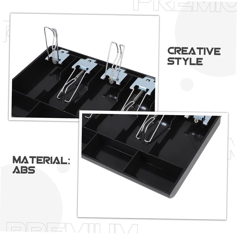 صندوق تنظيم النقود Homoyoyo Secure Multi Compartment Cash Organizer Tray، مثالي للمتاجر الصغيرة والمطاعم، مع سعة كبيرة لتخزين الإيصالات والعملات - Image 3
