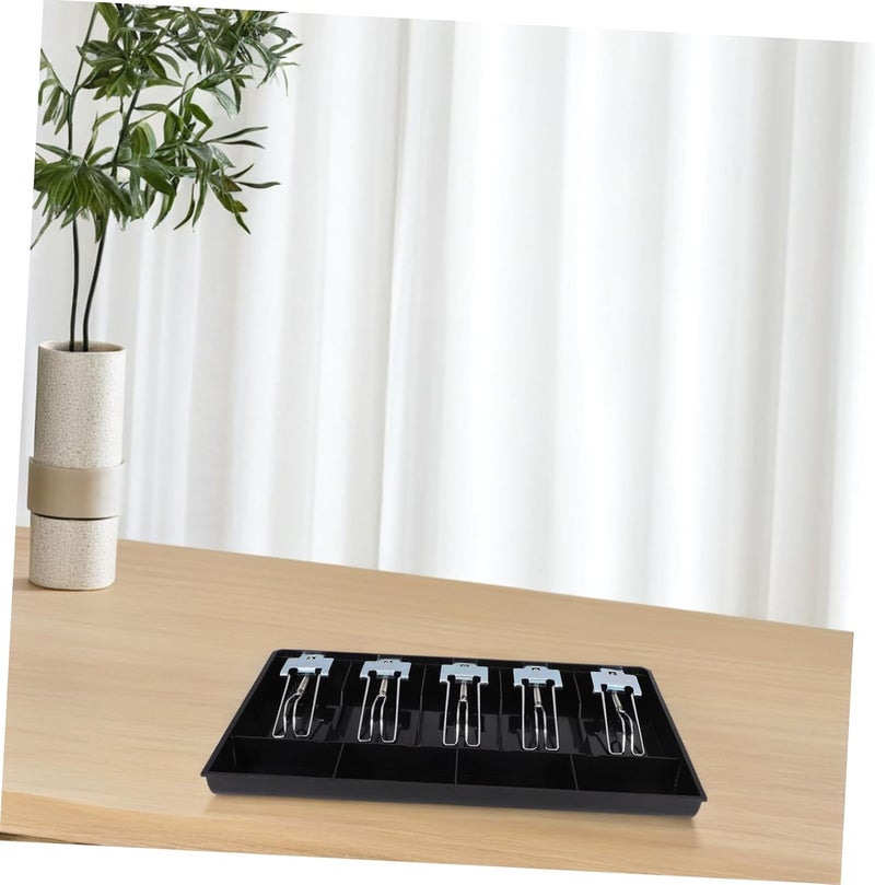 صندوق تنظيم النقود Homoyoyo Secure Multi Compartment Cash Organizer Tray، مثالي للمتاجر الصغيرة والمطاعم، مع سعة كبيرة لتخزين الإيصالات والعملات - Image 5
