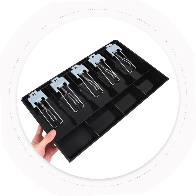 صندوق تنظيم النقود Homoyoyo Secure Multi Compartment Cash Organizer Tray، مثالي للمتاجر الصغيرة والمطاعم، مع سعة كبيرة لتخزين الإيصالات والعملات - Image 4
