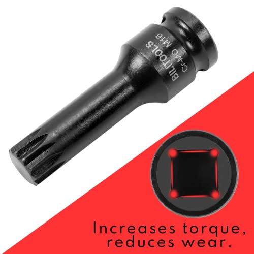 BILITOOLS 8-Piece Impact XZN Triple Square Spline Bit Socket Set 1/2 inch Drive, M5-M18, Cr-Mo Steel - Image 3