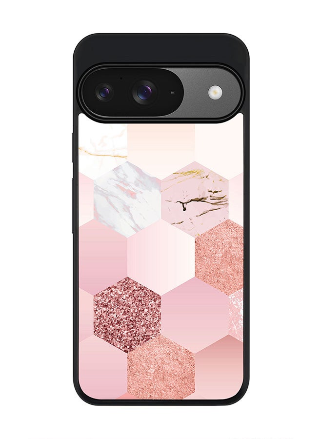 Stylizedd For Google Pixel 9 Case,Slim fit Camera Protection, Shockproof Thin Phone cover - Marble Pink Honeycomb - Image 1