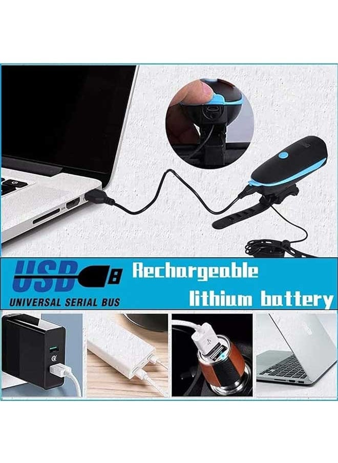 Ocean USB Bicycle Light with Loud Horn, Multi Mode Brightness, Ultra Bright Bicycle Lights for Night Riding, Road Mountain Bike Accessories for Kids Adults  - Image 3