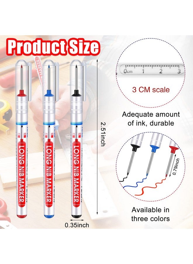 Marspark Multipurpose Deep Hole Marker Pens Long Nosed Marker Deep Drill Hole Long Nib Scriber Waterproof Mechanical Carpentry Colorful Marker Pen For Woodworking Hardware Decoration Construction (12 Pieces) - Image 3