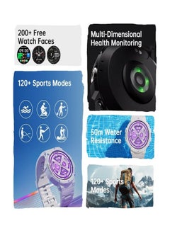 BLACK SHARK GS3 Sports Smartwatch, Two Dual Tone Straps, 1.43’’ AMOLED Display, LED Flashlight, 18 Days Long Battery Life, 5ATM Water Resistance. 120 Sport Modes, Built-in GPS,  Health Tracking Watch -  Purple/White  - Image 4