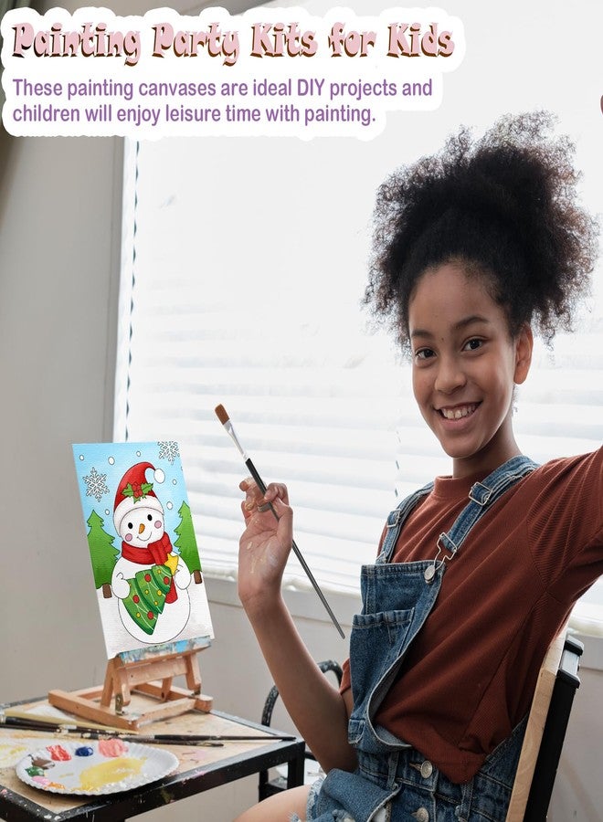 Anseal 12 Packs Christmas Pre Drawn Canvas to Paint, 5" X 7" Pre Printed Canvas for Kids, Pre Stretched Canvas Outline Painting Boards for Beginners, Students, Party Favor - Image 4