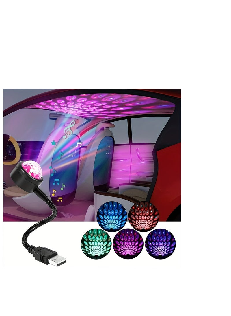 Generic USB Car Music Rhythm Projector LED Car Magic Ball Lamp Party Stage Stage Voice Control Romantic Atmosphere Lamp  - Image 1