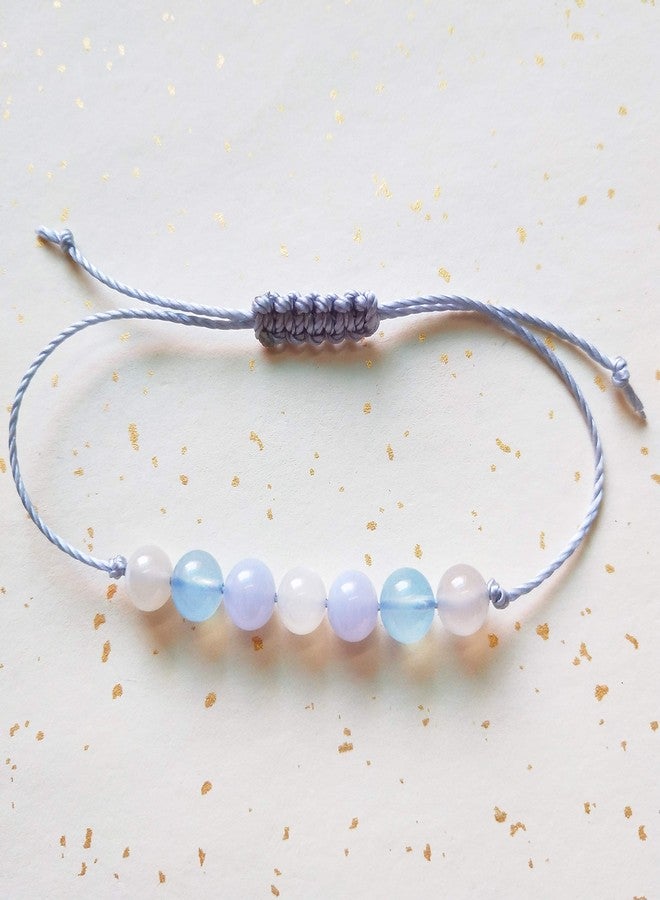 LFaize Mental Strength and Emotional Balance, Moonstone, Blue Lace Agate, Aquamarine Healing Energy,Healing Bracelet, String Bracelet - Image 2