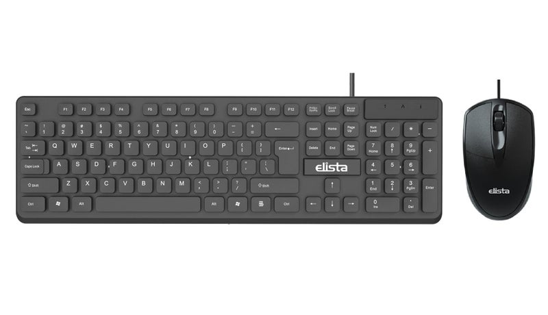 Elista Wired Keyboard and Mouse Combo for PC & Laptop | 104 Keys Full Size USB Keyboard | 1000 DPI Optical Mouse | Silent Membrane Keys | Plug & Play Wired Combo for Windows, Laptop, Desktop, Mac - Image 1