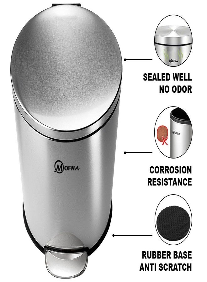 mofna Stainless Steel Plain Dustbin with Pedal, Trash Can, Wastebasket, Garbage Bin for Home, Office, Bathroom, Bedroom, Toilet, Outdoor, Indoor and Kitchen, (8x12 In -7 Liter, Silver), Pack of 1 - Image 5