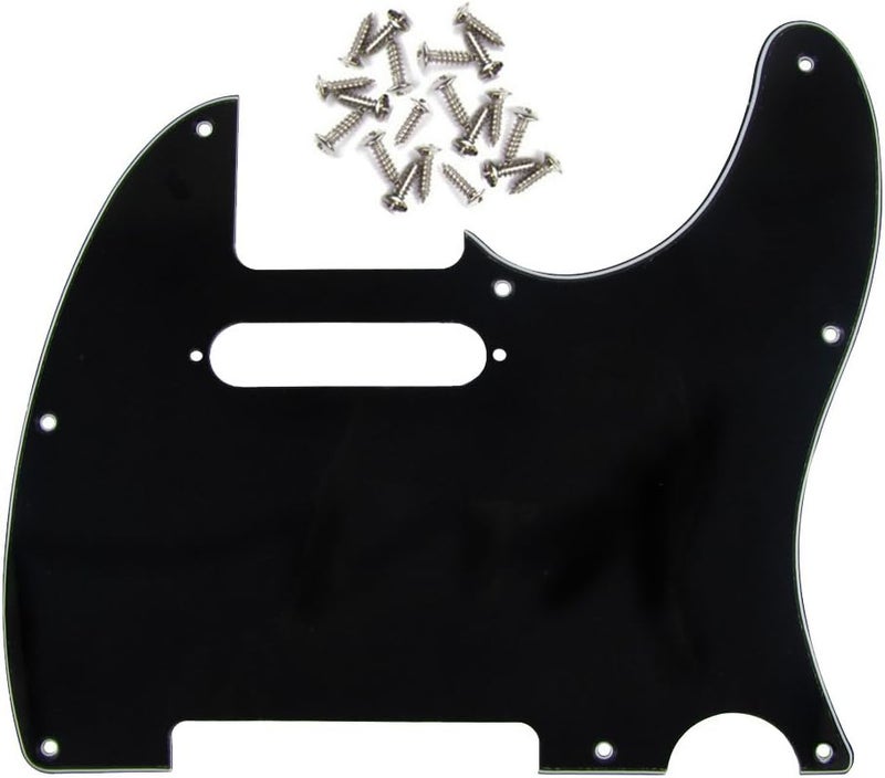 FLEOR 8 Hole TL Pickguard Scratch Plate with Pickguard Screws Set Fit USA/MX Standard TL Style Pickguard Replacement, 3Ply Black - Image 1