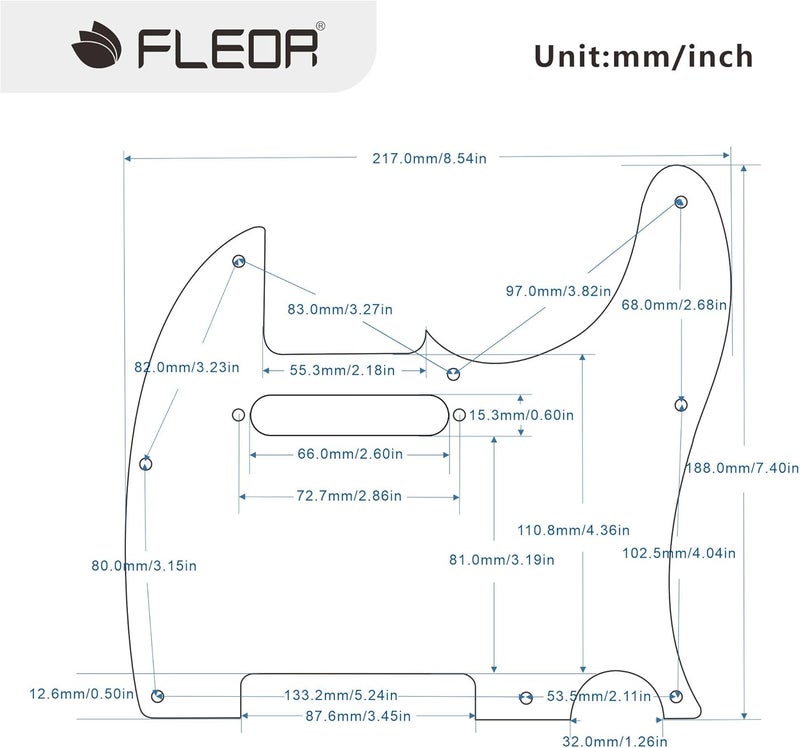 FLEOR 8 Hole TL Pickguard Scratch Plate with Pickguard Screws Set Fit USA/MX Standard TL Style Pickguard Replacement, 3Ply Black - Image 2