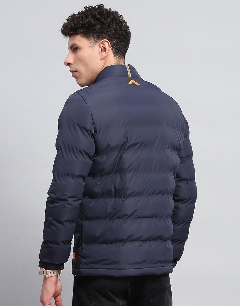 ROCKIT ROCK.IT from House of Monte Carlo Mens Solid Navy Blue Mock Neck Full Sleeve Jacket (2240102490-2-42) - Image 4