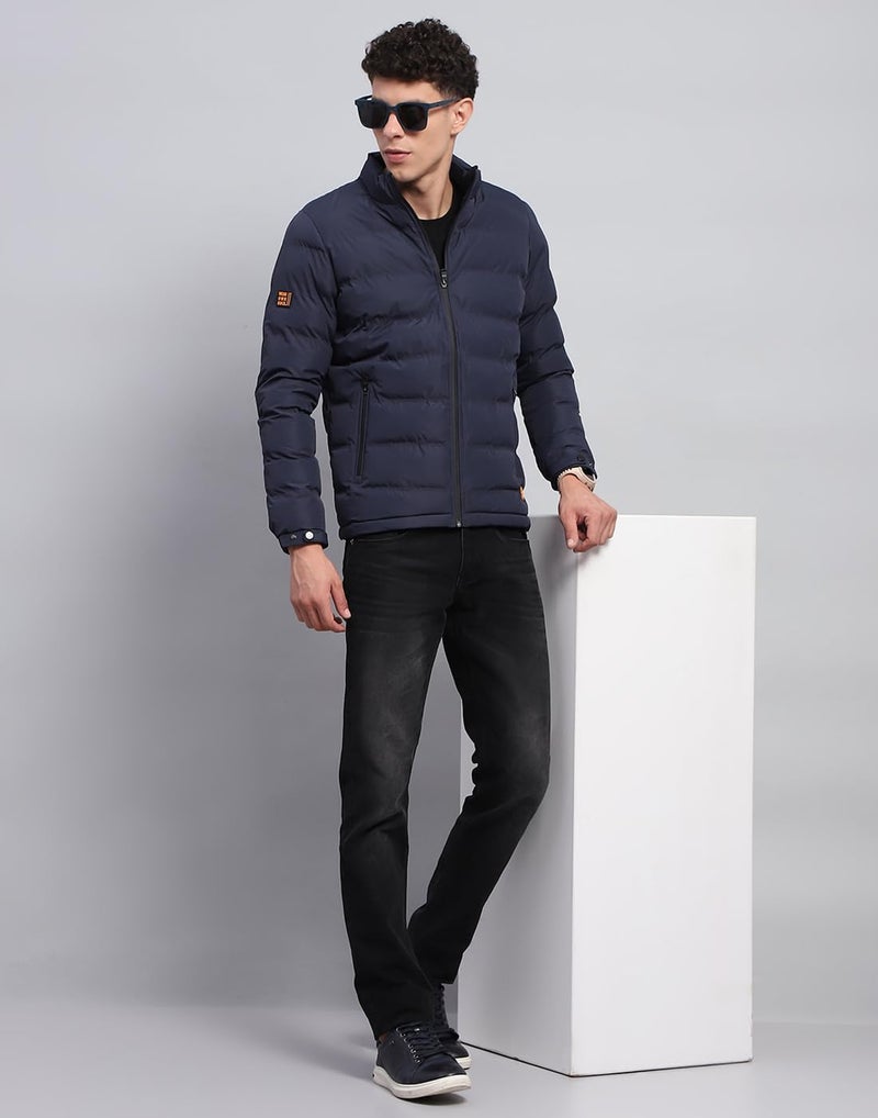 ROCKIT ROCK.IT from House of Monte Carlo Mens Solid Navy Blue Mock Neck Full Sleeve Jacket (2240102490-2-42) - Image 5