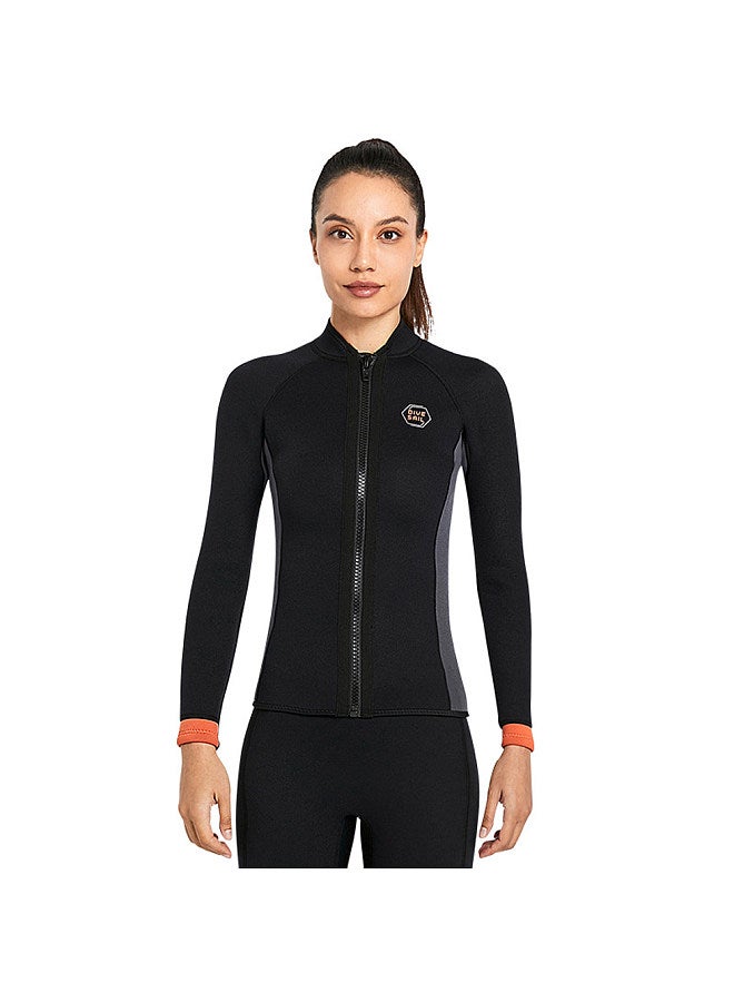 Generic Women 3mm Neoprene Long Sleeve Wetsuit Top Warm Front Zipper Wetsuits Shirts for Surfing Swimming Snorkeling Kayaking  - Image 3