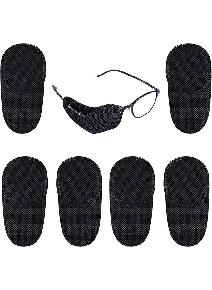 6 قطع من رقعة العين الزجاجية، رقعة العين السوداء، رقعة العين الكسولة القابلة لإعادة الاستخدام، رقعة العين للبالغين، ناعمة وقابلة للتنفس، للبالغين لعلاج العين الكسولة، الحول، الحول عند الأطفال والبالغين - Image 1