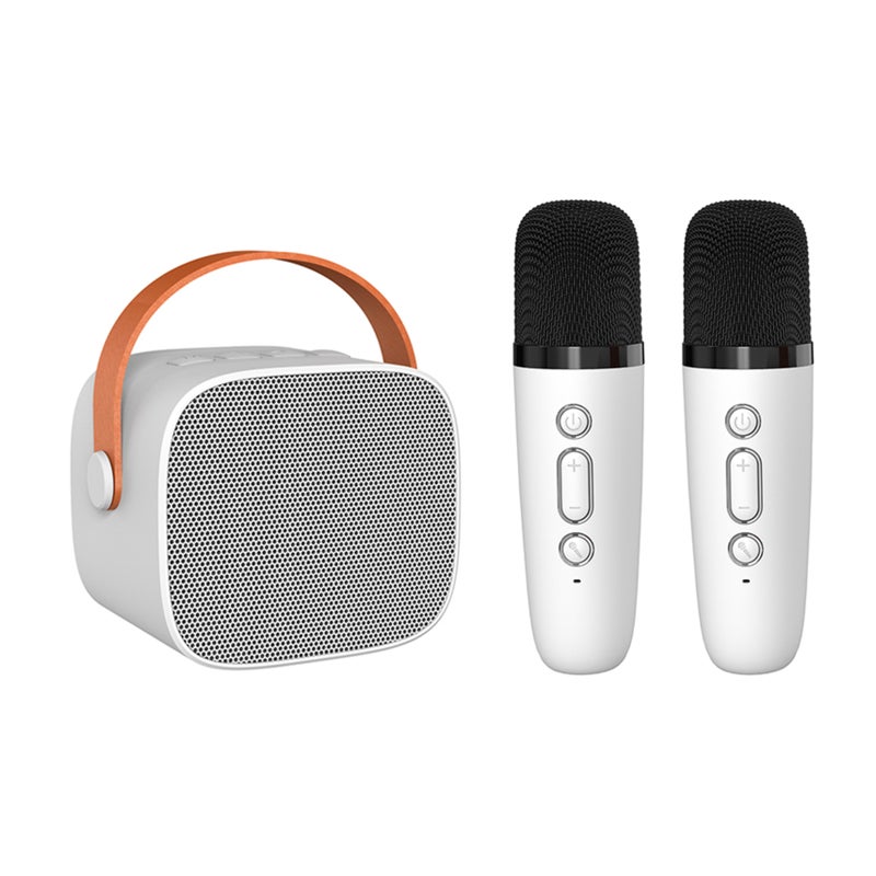 Portable Karaoke Machine: 2 White Mics With Upgraded HD Microphone Core - Powerful HiFi Speaker + BT Speaker for Kids Home Travel Outdoor Use - Image 1
