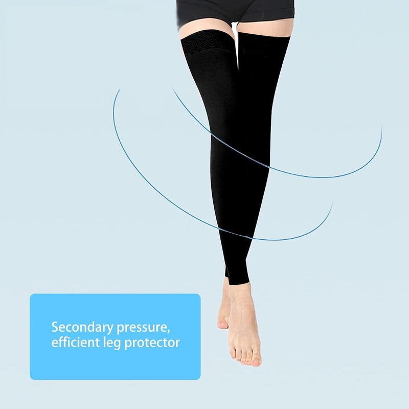 woobles Thigh High Compression Socks 23‑32 mmHg Non‑Slip Toeless Long Leg Sleeves Compression Stockings for Women (Black)(L)- - Image 5