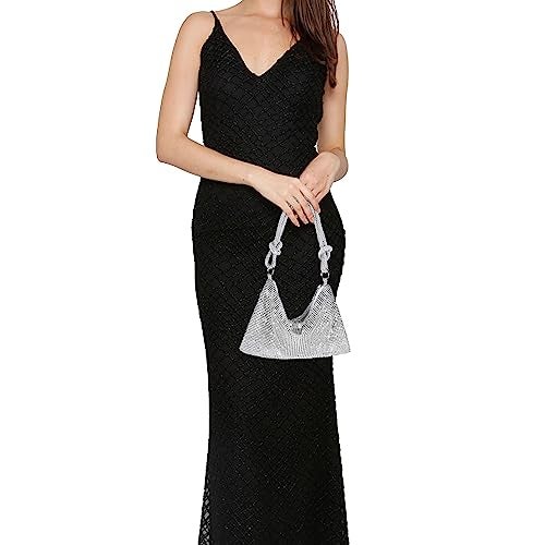 NEWROGENG Rhinestone Purse Sparkly Evening bag Silver Clutch Purses for Women Evening, Cross Body Handbags for Party Prom Club Wedding - Image 5
