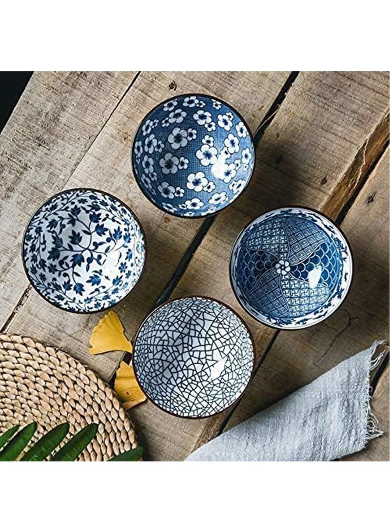 يلا جوي أوعية أرز سيراميكية 10 أونصة، مجموعة هدايا على الطراز الياباني، أوعية تقديم متنوعة للحبوب والحساء والحلوى والوجبات الخفيفة والفواكه والصلصة، عبوة من 6 قطع (أزرق وأبيض) - Image 5