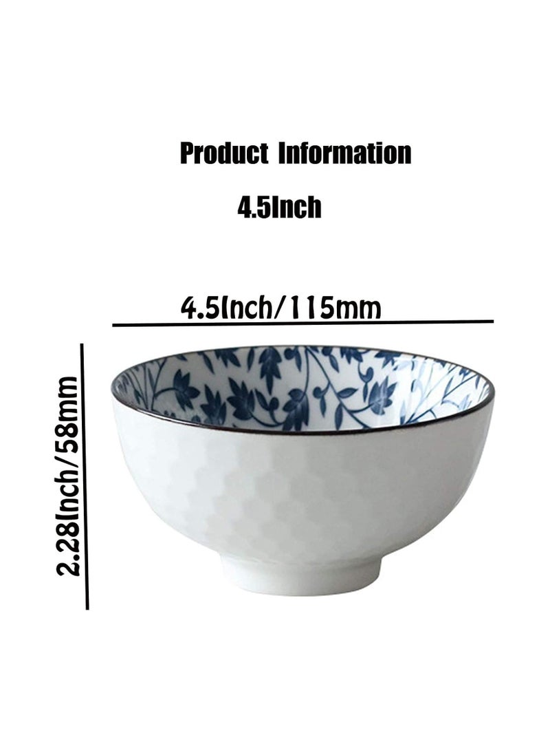 يلا جوي أوعية أرز سيراميكية 10 أونصة، مجموعة هدايا على الطراز الياباني، أوعية تقديم متنوعة للحبوب والحساء والحلوى والوجبات الخفيفة والفواكه والصلصة، عبوة من 6 قطع (أزرق وأبيض) - Image 4