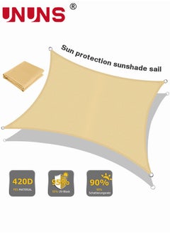 UNUNS Sun Shade Sail Waterproof Rectangle Block Canopy For Patio Backyard Lawn Garden Activities,Sun And UV Protection,Sand (2m x 3m)  - Image 3