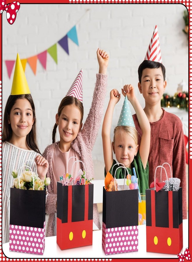 Joottuan مجموعة جوتوان من 24 كيس هدايا ورقي بتصميم فأر أحمر، مزودة بمقبض، مثالية لحفلات أعياد ميلاد الأطفال وحفلات استقبال المولود الجديد. - Image 5