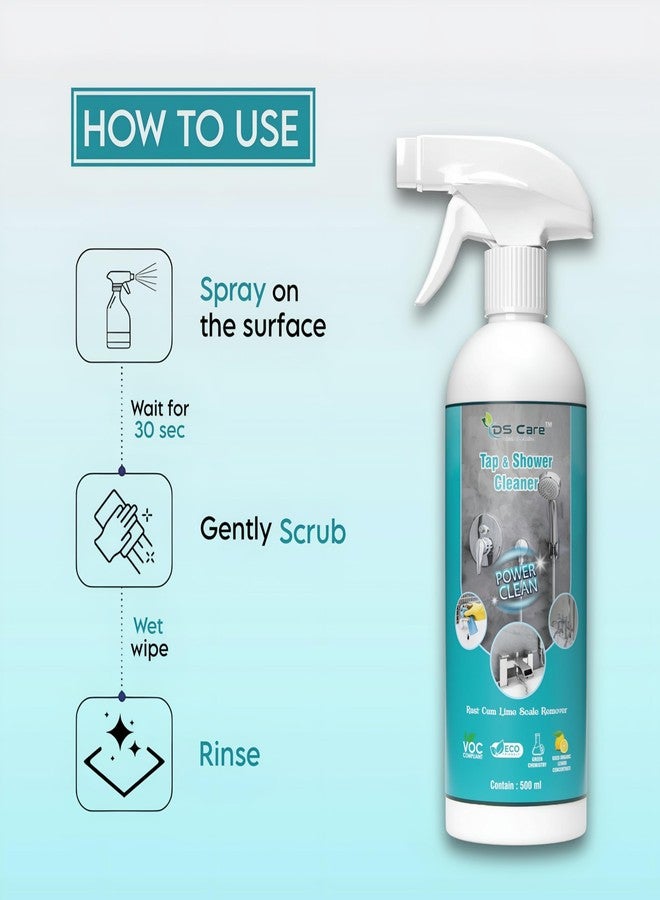 DS CARE Multipurpose Tap & Shower Cleaner for Bathroom - Powerful Rust, Limescale, and Hard Water Stain Remover, Effective Drain Descaling, All-Purpose Bathroom Cleaning Solution 500 ml (2) - Image 2