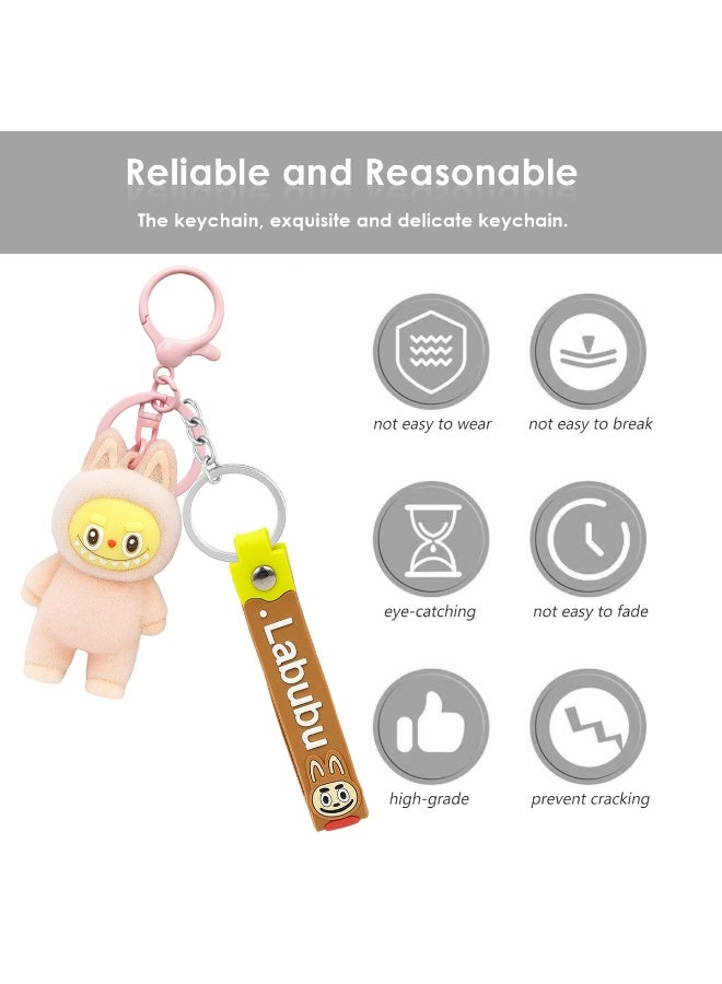 Labubu Keychain for Girls and Women, Soft Plush Doll Key Ring with Cartoon Bunny Figure, Decorative Bag Pendant with Silicone Tag, Durable and Lightweight Design for Keys, Handbags, Backpacks, and Gifts - Image 4