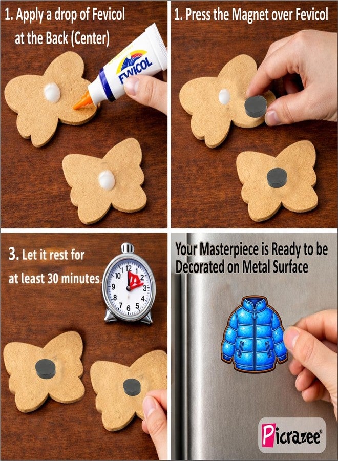 Picrazee DIY Kit for Kids & Adults – What We Wear Fridge Magnet Painting Kit (10 Designs) | Ready-to-Paint 5.5 mm Thick Wooden DIY Craft Kit with Colors, Brushes & Magnets | Screen-Free Activity (What we Wear) - Image 5