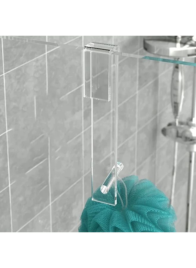 Transparent No Drill Acrylic Wall Mounted Towel Hooks 2pcs For Bathroom Shower - Image 5