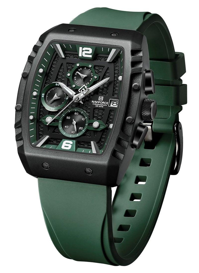 NAVIFORCE New Fumed Silica Band Analog Chronograph Wrist Watch For Men NF8025 B/GN/GN  - Image 3