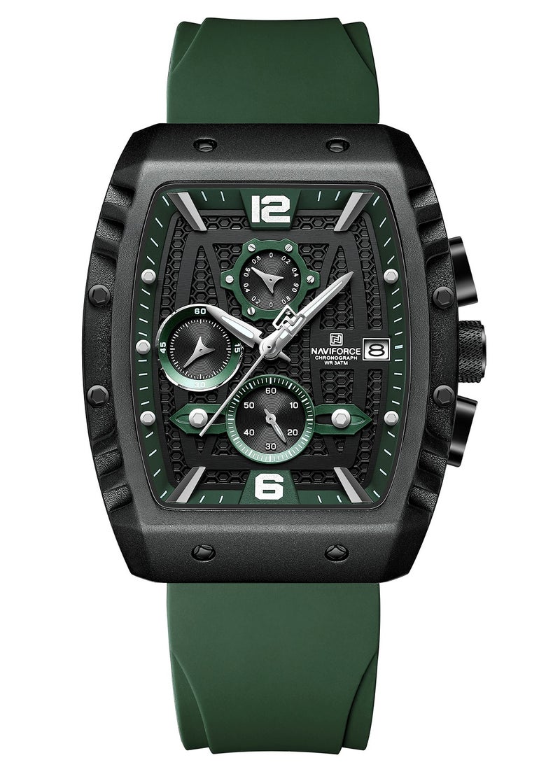 NAVIFORCE New Fumed Silica Band Analog Chronograph Wrist Watch For Men NF8025 B/GN/GN  - Image 2