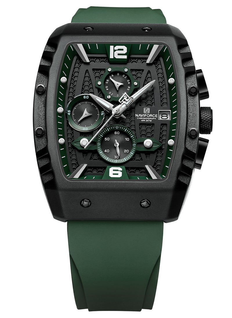 NAVIFORCE New Fumed Silica Band Analog Chronograph Wrist Watch For Men NF8025 B/GN/GN  - Image 4