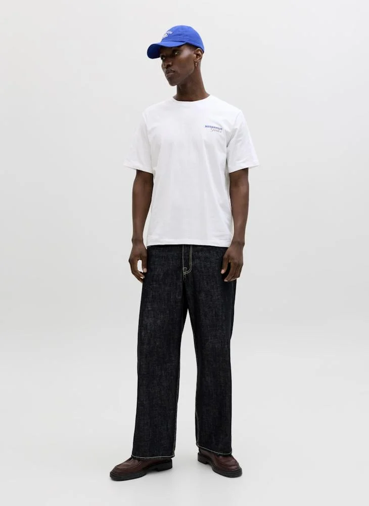 JACK & JONES Bright White Relaxed Fit Crew Neck Short sleeve t-shirt for Men | Best Price UAE